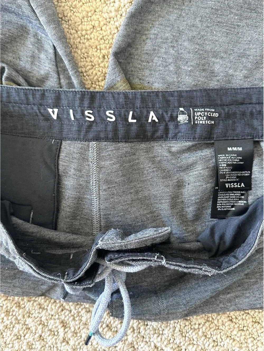 VISSLA  Boardshorts - Cool Gray  - Medium With Multi Color strips Nice